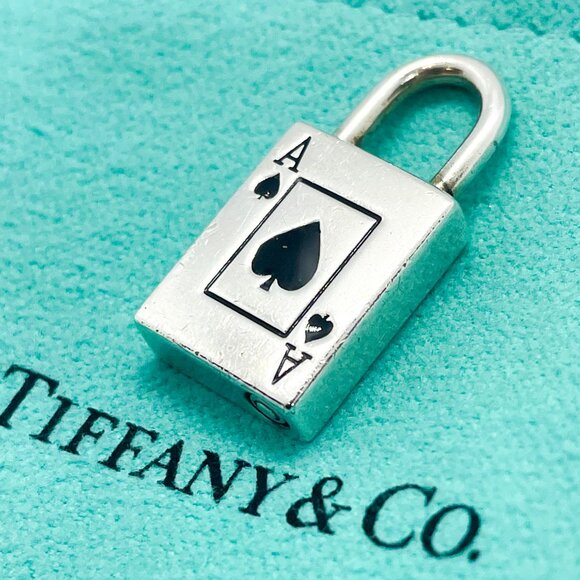 Tiffany & Co. Jewelry - Tiffany & Co. Rare Ace of Spades Black Enamel Padlock Pendant Charm